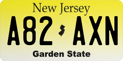 NJ license plate A82AXN