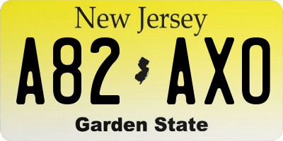 NJ license plate A82AXO