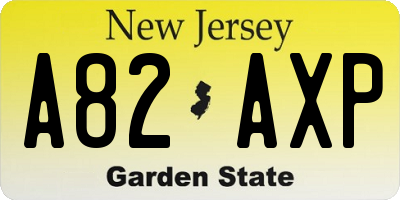 NJ license plate A82AXP