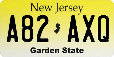 NJ license plate A82AXQ