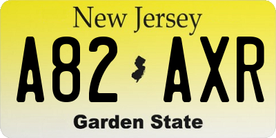 NJ license plate A82AXR