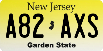 NJ license plate A82AXS