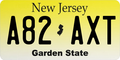 NJ license plate A82AXT