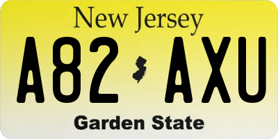 NJ license plate A82AXU