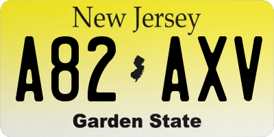 NJ license plate A82AXV