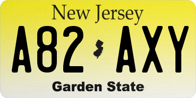 NJ license plate A82AXY