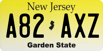 NJ license plate A82AXZ