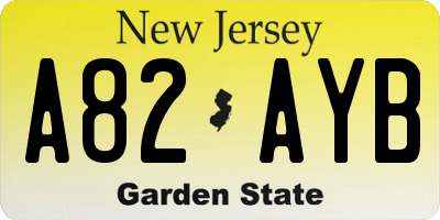 NJ license plate A82AYB