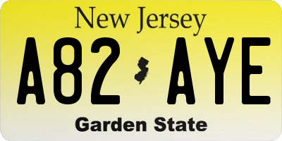 NJ license plate A82AYE