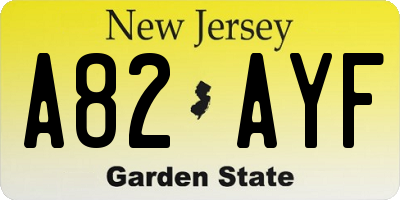 NJ license plate A82AYF