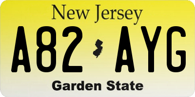 NJ license plate A82AYG