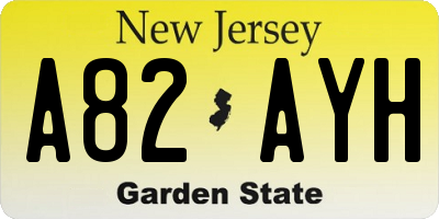 NJ license plate A82AYH