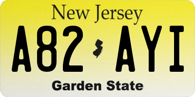NJ license plate A82AYI