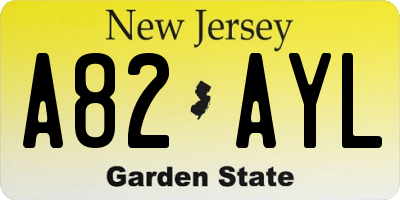 NJ license plate A82AYL
