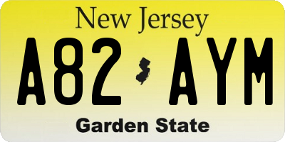 NJ license plate A82AYM