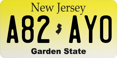 NJ license plate A82AYO