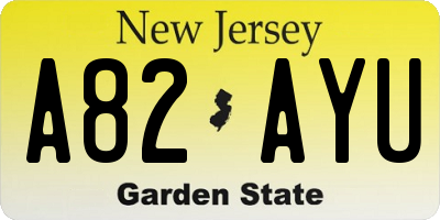 NJ license plate A82AYU