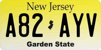 NJ license plate A82AYV
