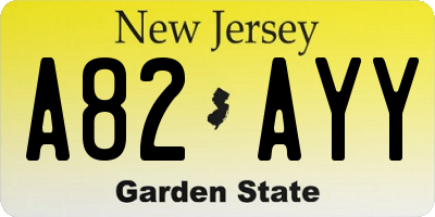 NJ license plate A82AYY