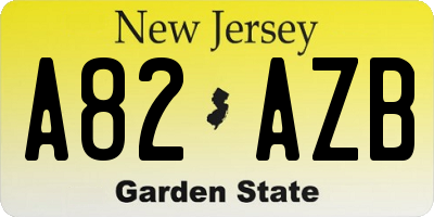 NJ license plate A82AZB