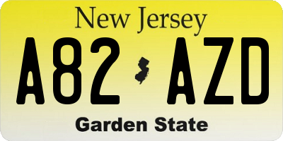 NJ license plate A82AZD