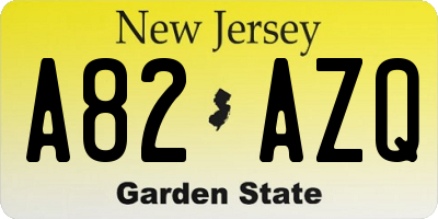 NJ license plate A82AZQ