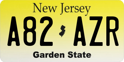 NJ license plate A82AZR
