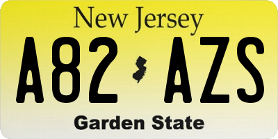 NJ license plate A82AZS