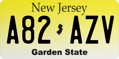 NJ license plate A82AZV
