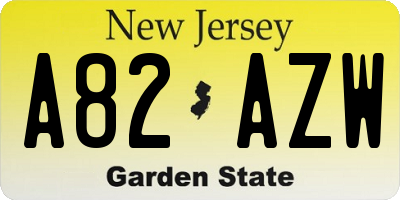 NJ license plate A82AZW
