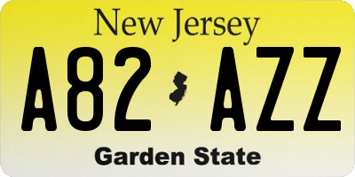 NJ license plate A82AZZ