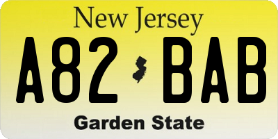 NJ license plate A82BAB