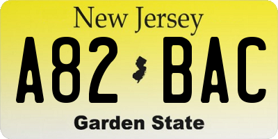 NJ license plate A82BAC