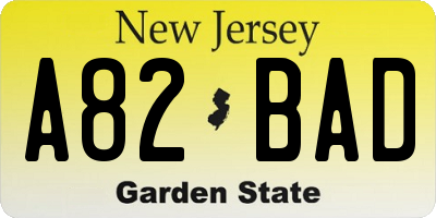 NJ license plate A82BAD