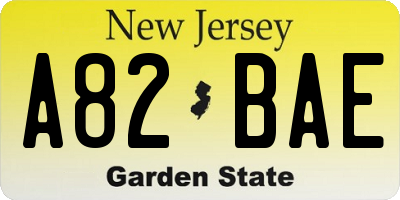 NJ license plate A82BAE