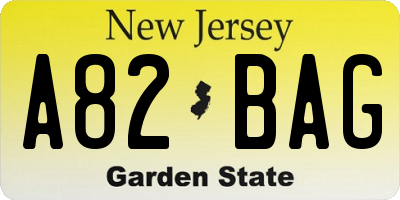 NJ license plate A82BAG
