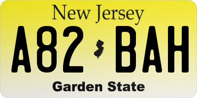 NJ license plate A82BAH
