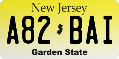 NJ license plate A82BAI