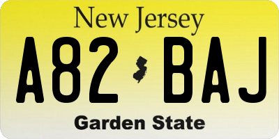 NJ license plate A82BAJ