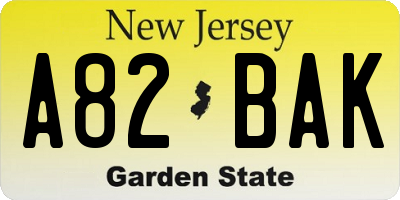 NJ license plate A82BAK