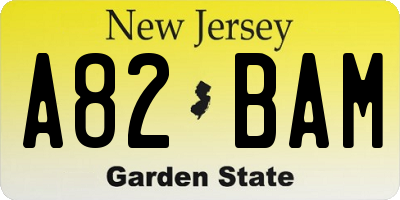 NJ license plate A82BAM