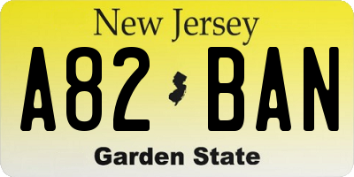 NJ license plate A82BAN