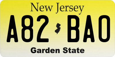 NJ license plate A82BAO