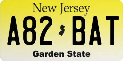 NJ license plate A82BAT