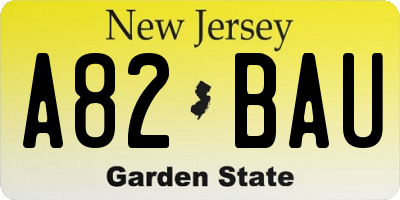 NJ license plate A82BAU
