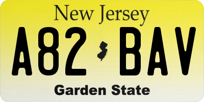 NJ license plate A82BAV