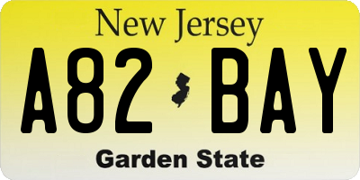 NJ license plate A82BAY