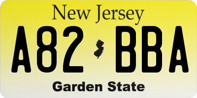 NJ license plate A82BBA