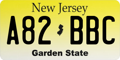 NJ license plate A82BBC