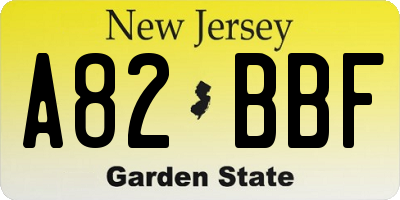 NJ license plate A82BBF